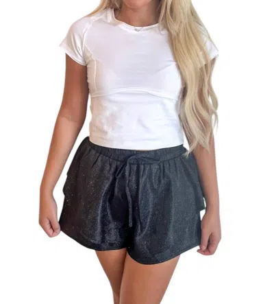 DAY + MOON DOUBLE LAYER SPARKLE SHORTS IN BLACK 