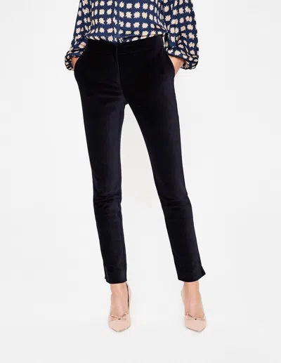 Boden Velvet Straight Leg Ankle Pants In Navy Blue In Blue