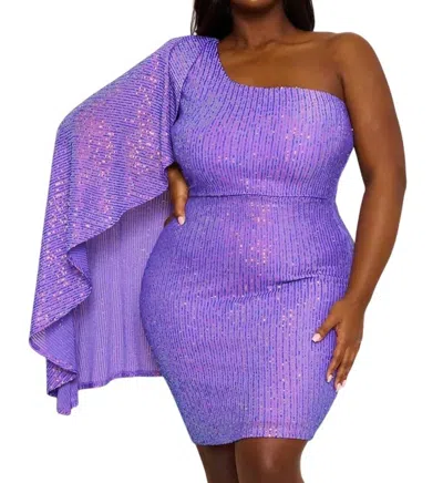 Symphony + Note One Shoulder Sequin Party Dress In Purple In Purple
