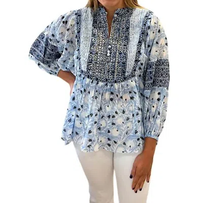 Azure And Indigo Orchid Blouse In Blue In Blue