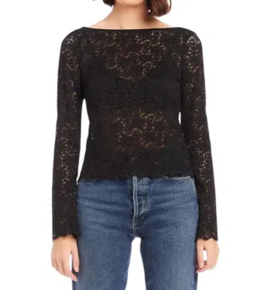 Fifteen Twenty Loren Scoop Back Stretch Lace Top In Black