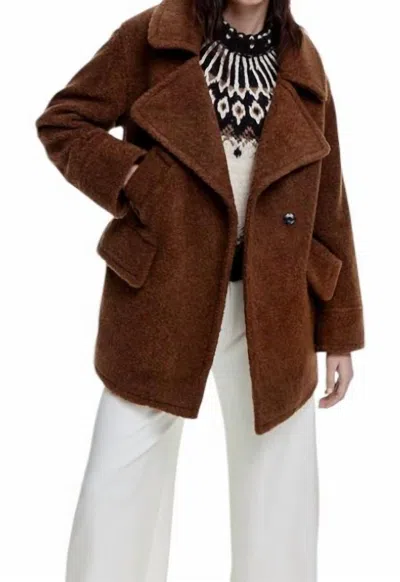 Smythe Teddy Car Coat In Chestnut In Pink