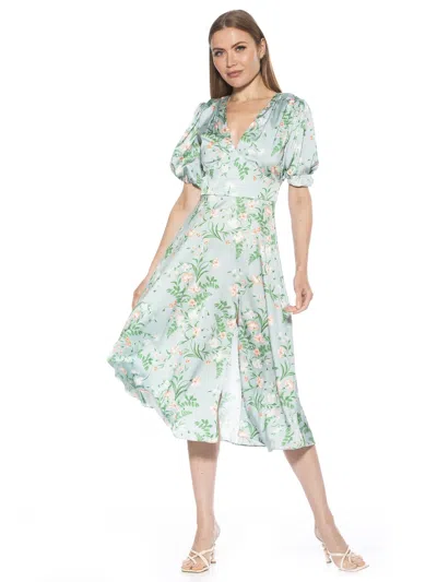Alexia Admor V-neck Puff Sleeve Midi Dress In Multi