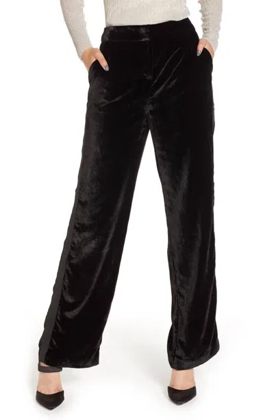 Chelsea28 Velvet High Rise Wide Leg Trousers In Black In Black
