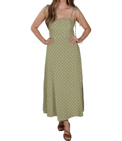 J.nna Willow Classic Polka Midi Dress In Green In Green