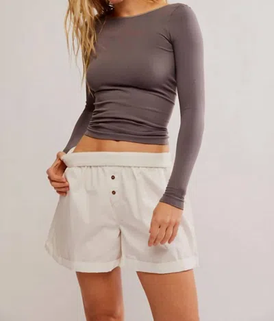 Free People Low Back Seamless Long Sleeve Top In Grey
