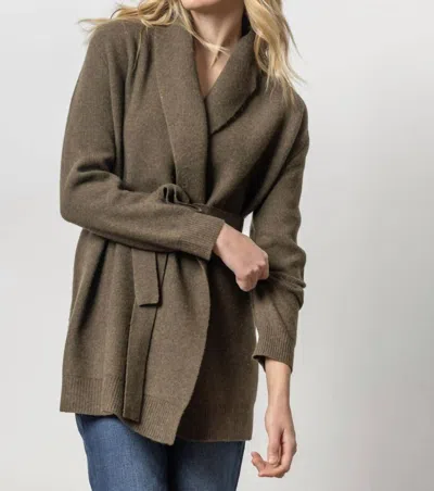 LILLA P FELTED CARDI-COAT SWEATER IN DEEP PINE 