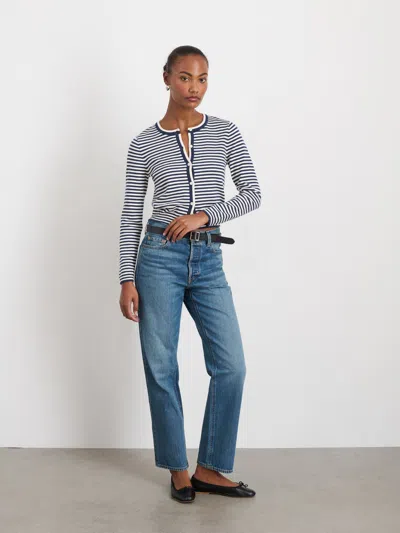 Alex Mill Albertina Cardigan In Sailor Navy/ivory