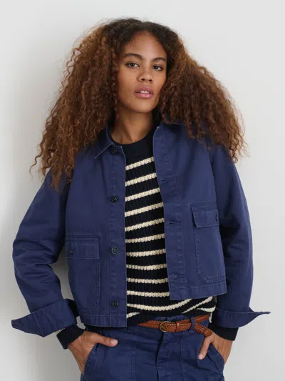 Alex Mill Marfa Work Jacket In Herringbone In Midnight Blue