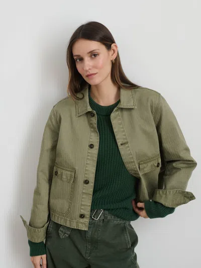 Alex Mill Marfa Work Jacket In Herringbone In Vintage Olive