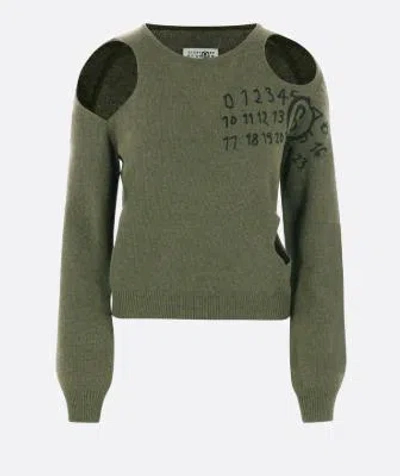 Mm6 Maison Margiela Crewneck Knitwear With Cut-outs And Ribbed Trims In Multicolor