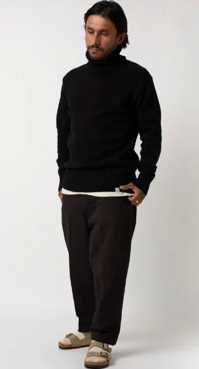 Merz B.schwanen Deep Black Wool Sweater In Deep Black