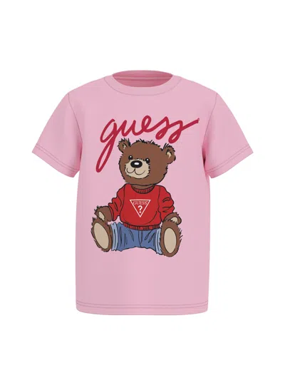Guess Girls Teddy Bear T-shirt In Pink