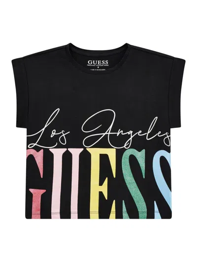 Guess Girls L.a Logo T-shirt In Black