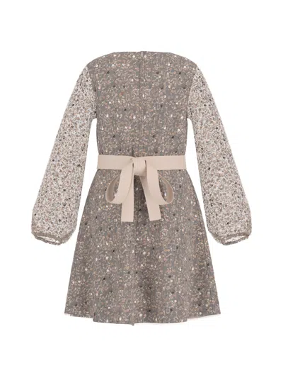 Guess Girls Sequin Tulle Dress In Beige