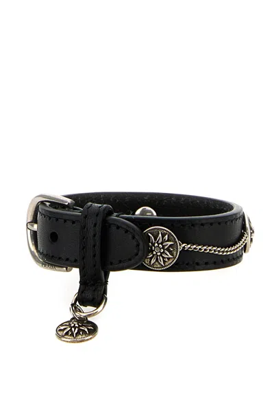 Prada Bracciale In Pelle Nera  Donna