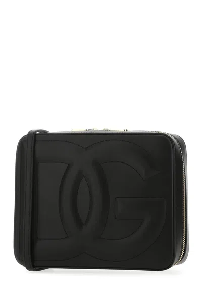 Dolce & Gabbana Black Crossbody Bag With Quilted Dg Logo In Leather Woman