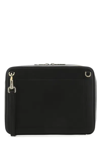 Dolce & Gabbana Black Crossbody Bag With Quilted Dg Logo In Leather Woman