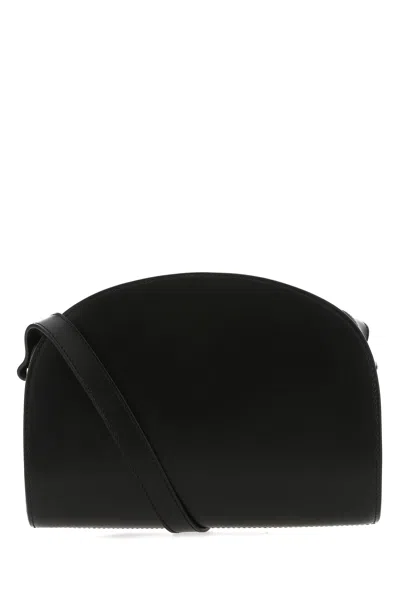 Apc A.p.c. Women Black Leather Mini Demi Lune Shoulder Bag