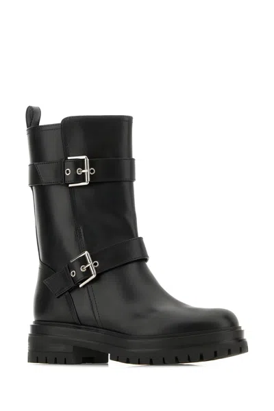 Gianvito Rossi Black Leather Biker Boots