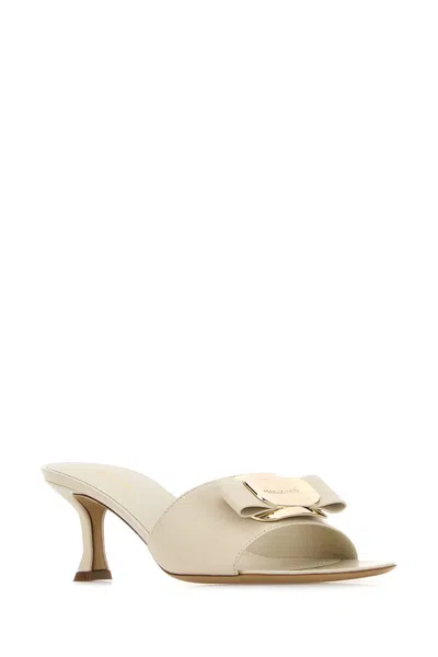 Ferragamo Mules Mid Heel Bow Detailing