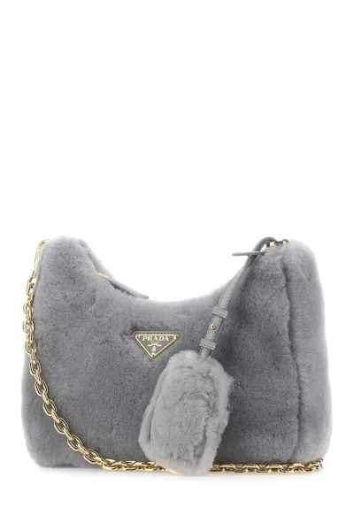 Prada Shearling Shoulder Bag Detachable Strap