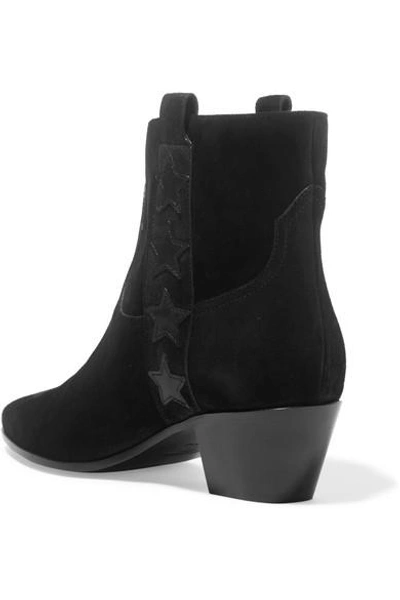 Shop Saint Laurent Star-appliquéd Suede Ankle Boots