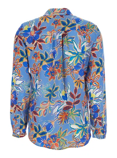 Momoní 'meudon' Light Blue Shirt With All-over Floral Print In Multicolor