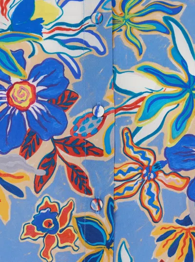 Momoní 'meudon' Light Blue Shirt With All-over Floral Print In Multicolor