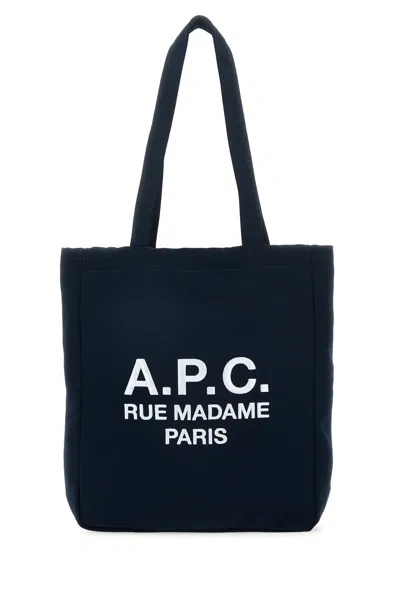 Apc A.p.c. Navy Blue Canvas Lou Rue Madame Shopping Bag