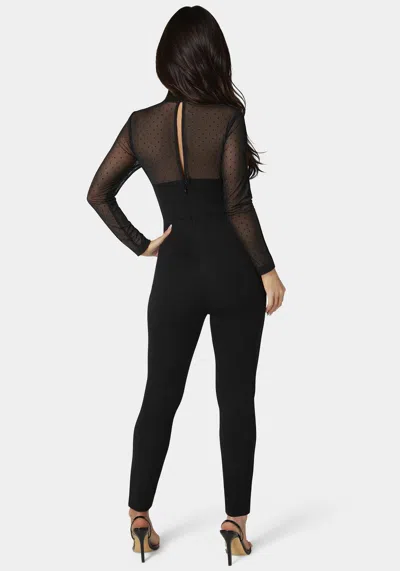 Bebe Lace Applique Catsuit In Black