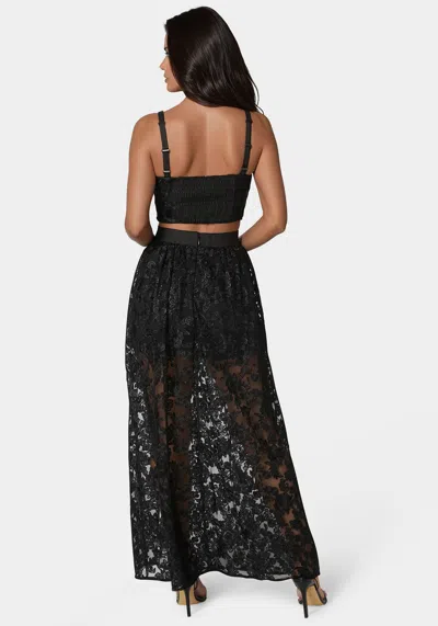 Bebe Two Piece Embroidered Gown In Black