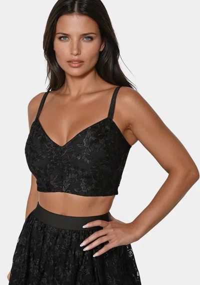 Bebe Two Piece Embroidered Gown In Black