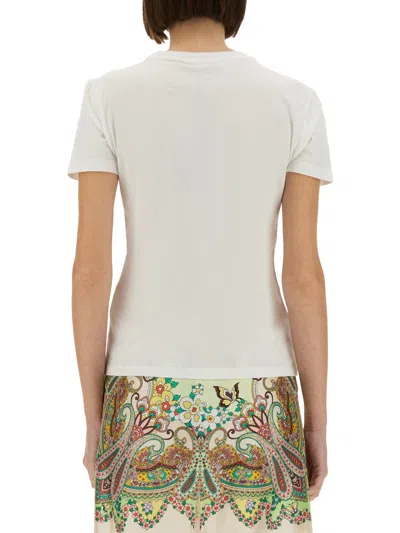 Etro White T-shirt With Logo Embroidery
