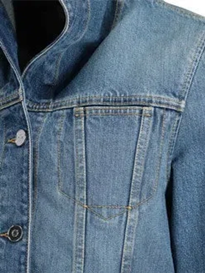 Alaïa Hooded Denim Jacket With Cinched Waist In Blue
