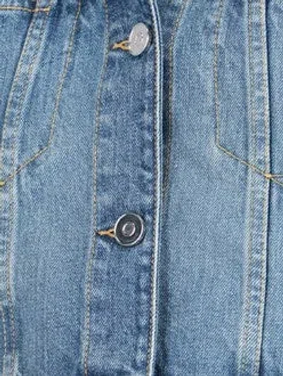 Alaïa Hooded Denim Jacket With Cinched Waist In Blue