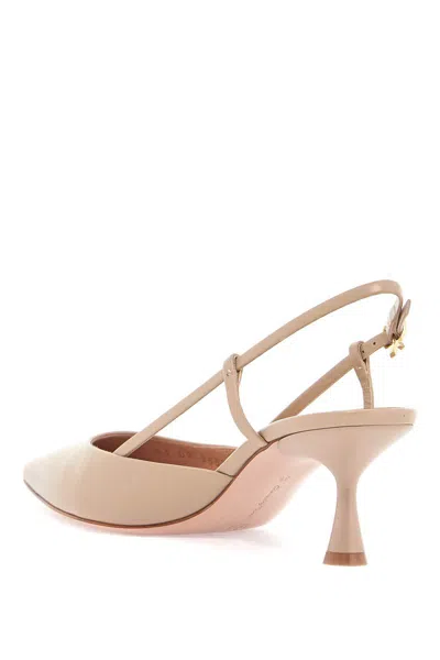 Gianvito Rossi Sandy Calfskin Pumps With Open-back And Hook-and-loop Closure In Beige