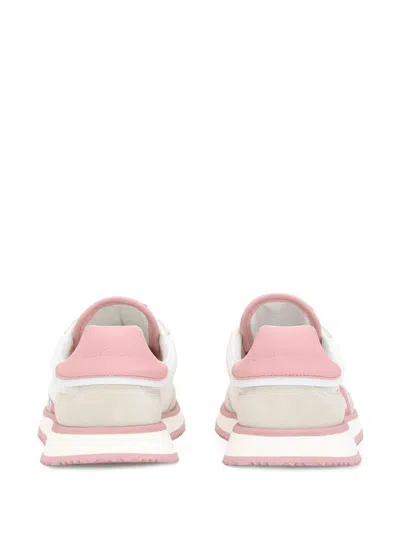 Dolce & Gabbana 'aria' Pink Running Sneakers With Logo Detail In Suede And Tech Fabric Woman In Multicolor