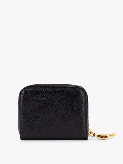 Chloé Banana Zipped Coin Purse In Grained Leather Black Size Onesize 100% Calf-skin Leather In Black