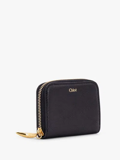 Chloé Banana Zipped Coin Purse In Grained Leather Black Size Onesize 100% Calf-skin Leather In Black