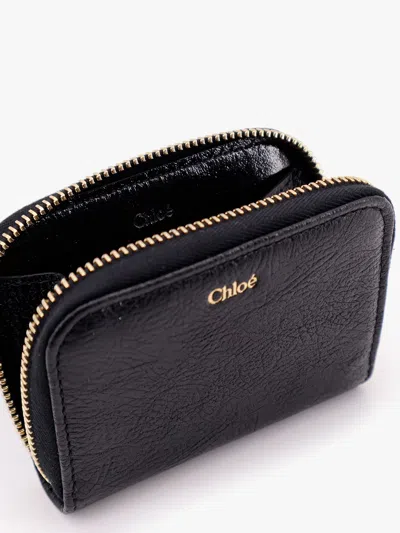 Chloé Banana Zipped Coin Purse In Grained Leather Black Size Onesize 100% Calf-skin Leather In Black