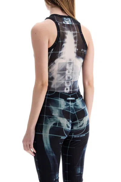 Jean Paul Gaultier Sheer X-ray Print Sleeveless Bodysuit In Black