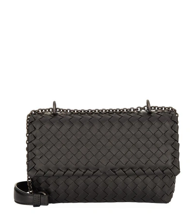 Shop Bottega Veneta Mini Intrecciato Olimpia Shoulder Bag In Black