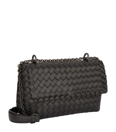 Shop Bottega Veneta Mini Intrecciato Olimpia Shoulder Bag In Black
