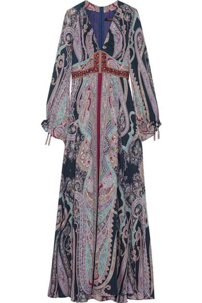 Shop Etro Embellished Paisley-print Silk Maxi Dress