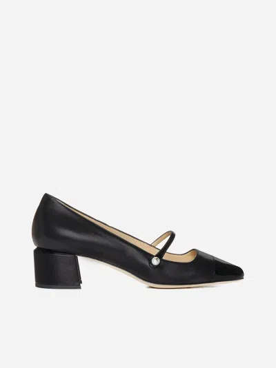 Jimmy Choo 'elisa 45' Black Pumps With Pearl Detail In Black