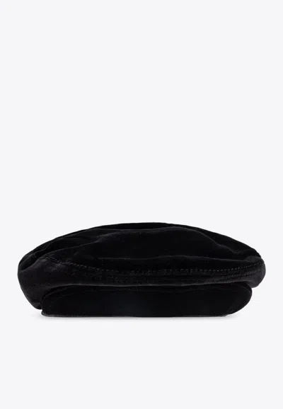 Dolce & Gabbana Smooth Velvet Flat Cap In Black