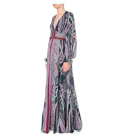 Shop Etro Embellished Silk Maxi Dress In Paisley