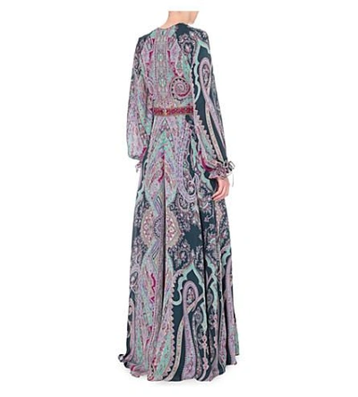 Shop Etro Embellished Silk Maxi Dress In Paisley