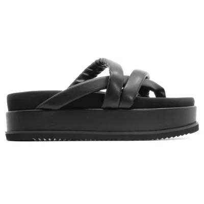 Roam Asymmetrical Stack Sandals In Black In Black